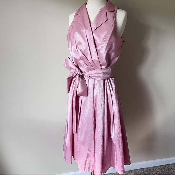 Vintage Dresses & Skirts - Vintage Pink Faux Wrap Dress